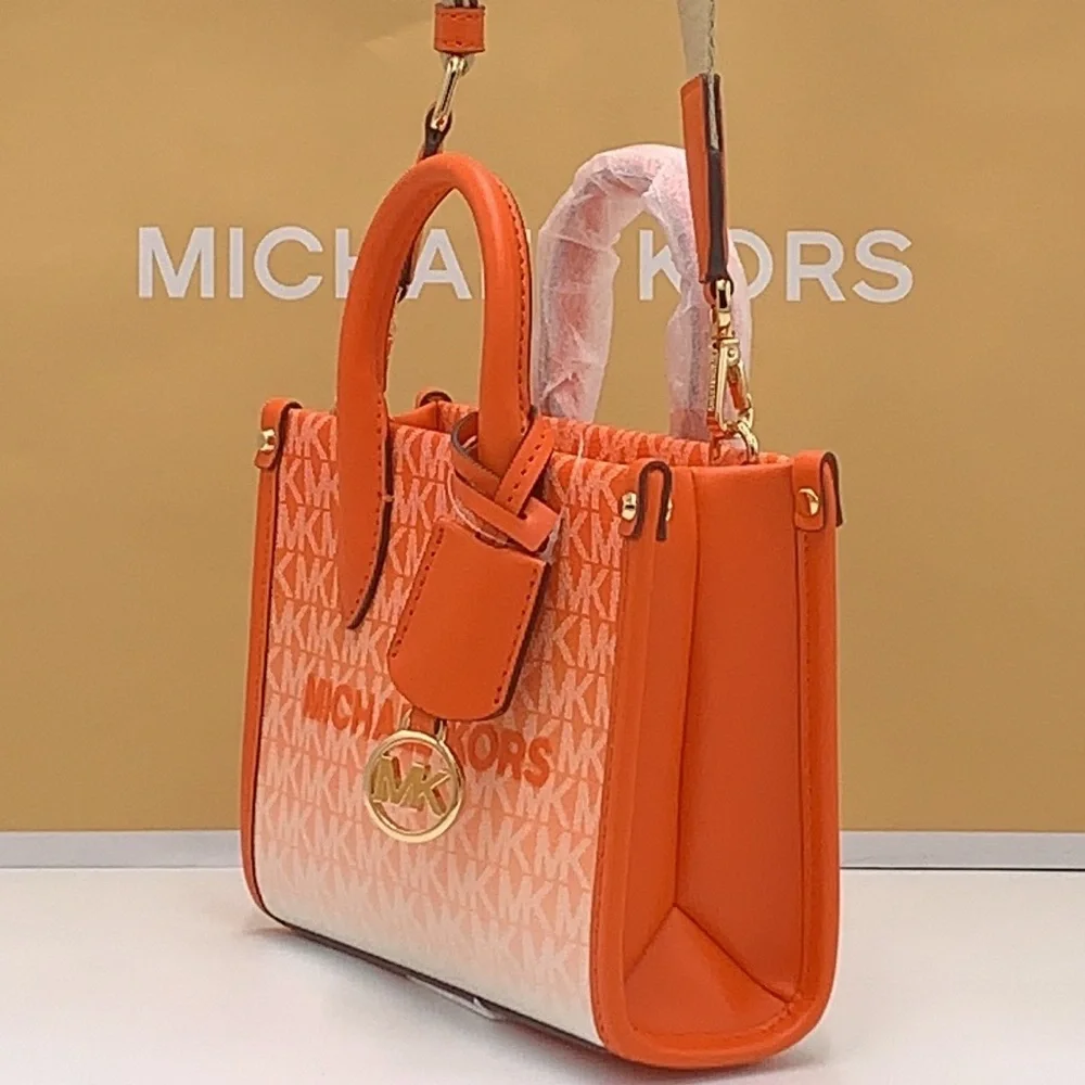 Michael Kors Mirella Extra-Small Ombré Logo Crossbody XBODY ShopperBag Poppy NWT